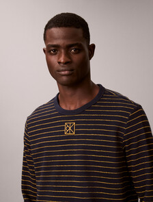 Cotton Crepe Stripe Tee, Dark Sapphire, hi-res