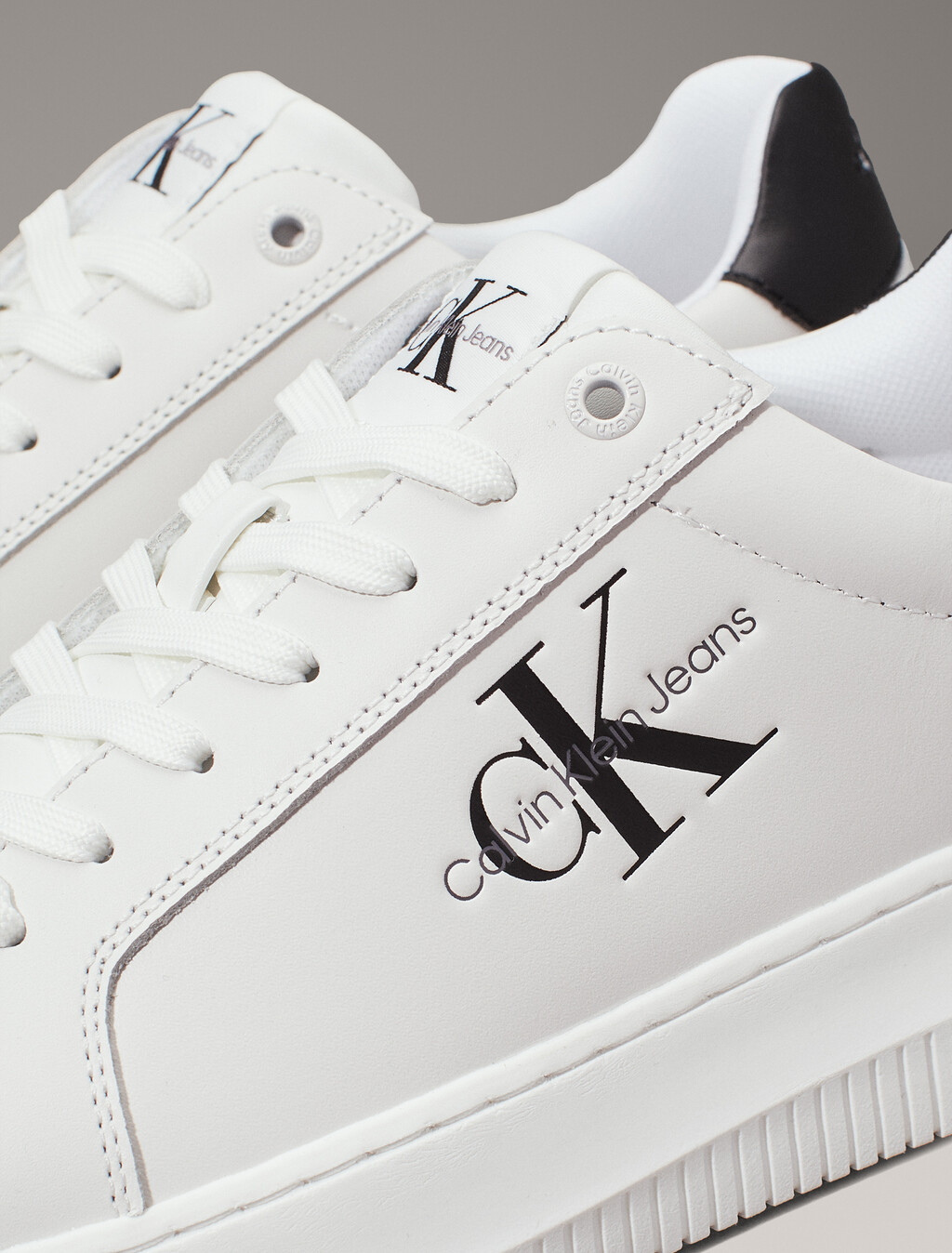 Leather Trainers, White/Black, hi-res