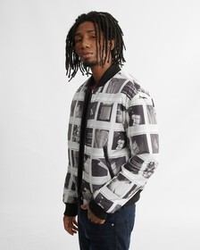 REVERSIBLE ALL OVER PRINT BOMBER JACKET, Ck Black/Polaroid Aop, hi-res