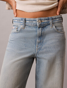 Low Rise Logo Tape Baggy Jeans, FRESH WATER, hi-res