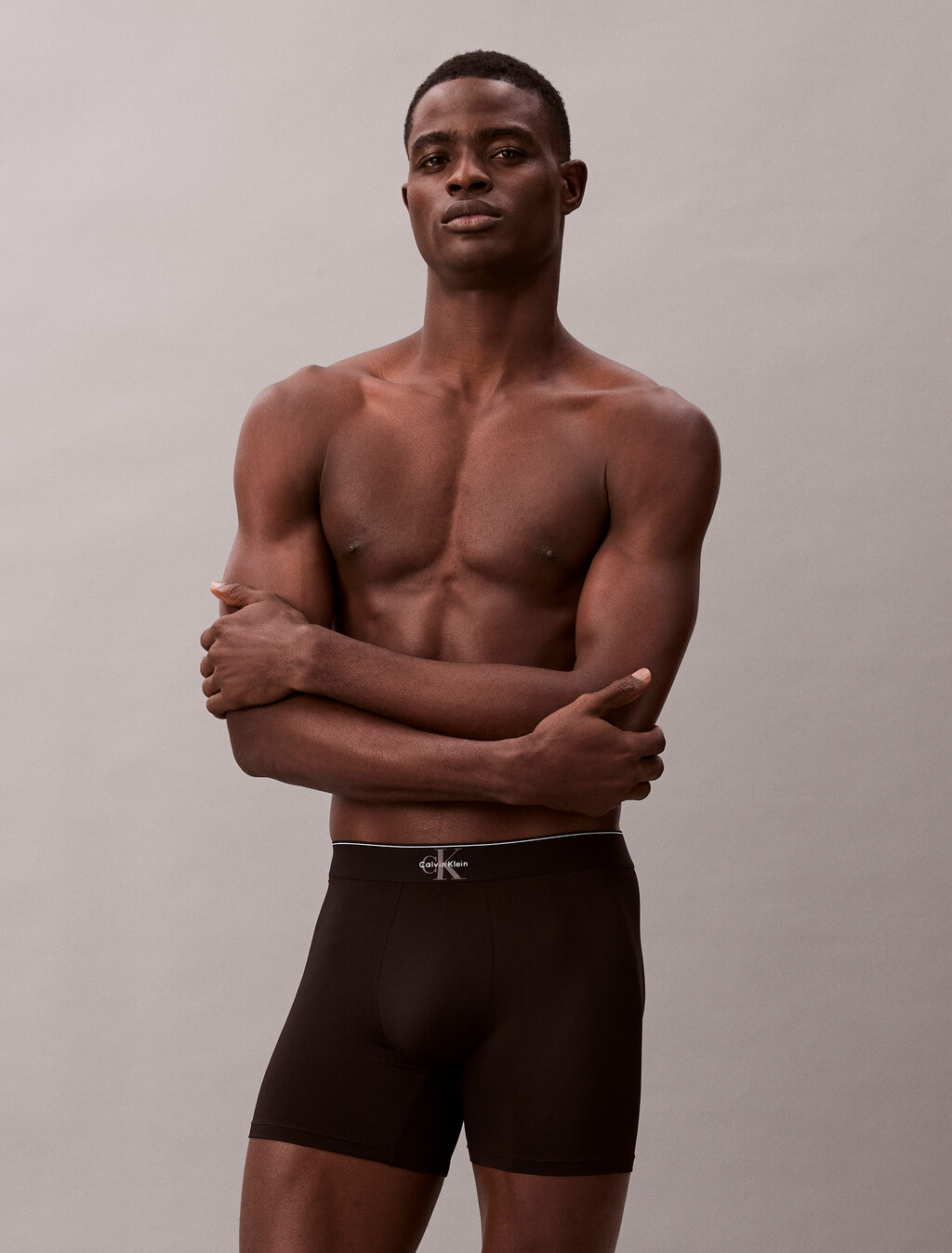 Graphic Monogram Microfiber Stretch Boxer Brief, Black, hi-res