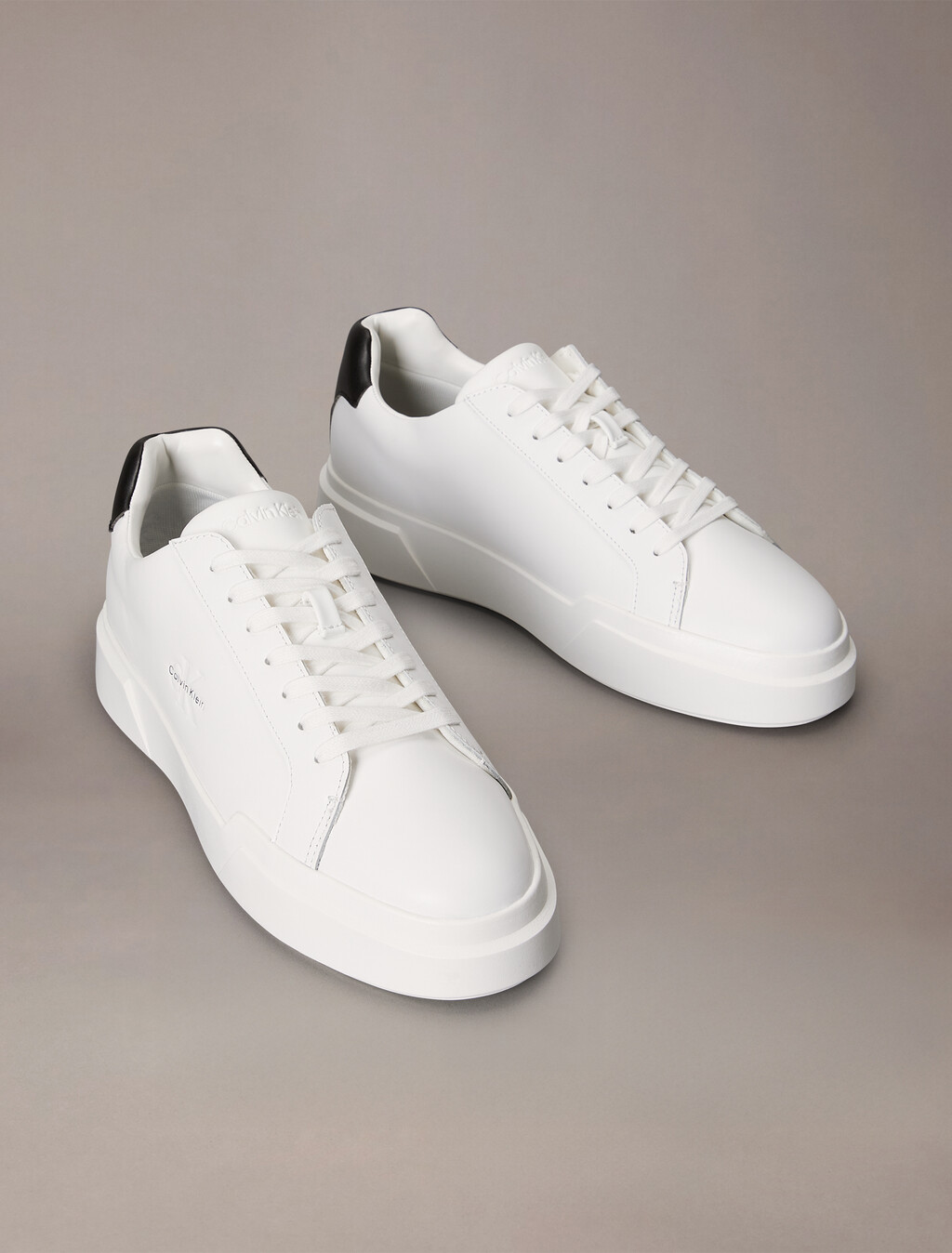 Leather Durable Traction NYC Trainers, White/Black/White, hi-res