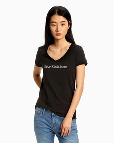 V NECK LOGO TEE, Ck Black, hi-res