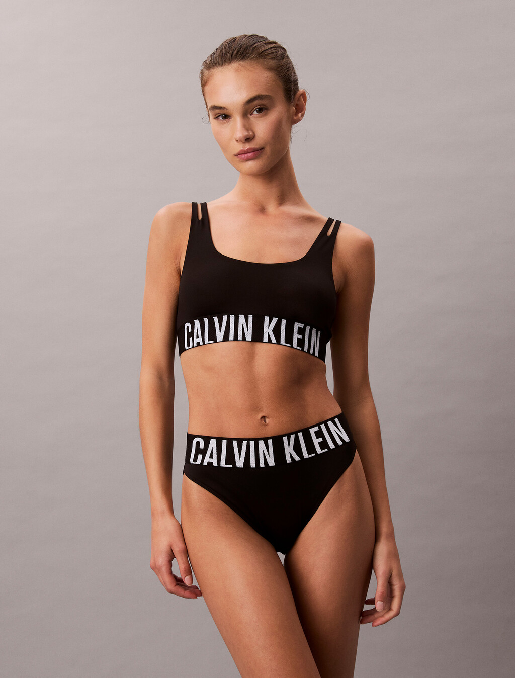 High Waist Bikini Briefs - Intense Power Microfibre, Black, hi-res