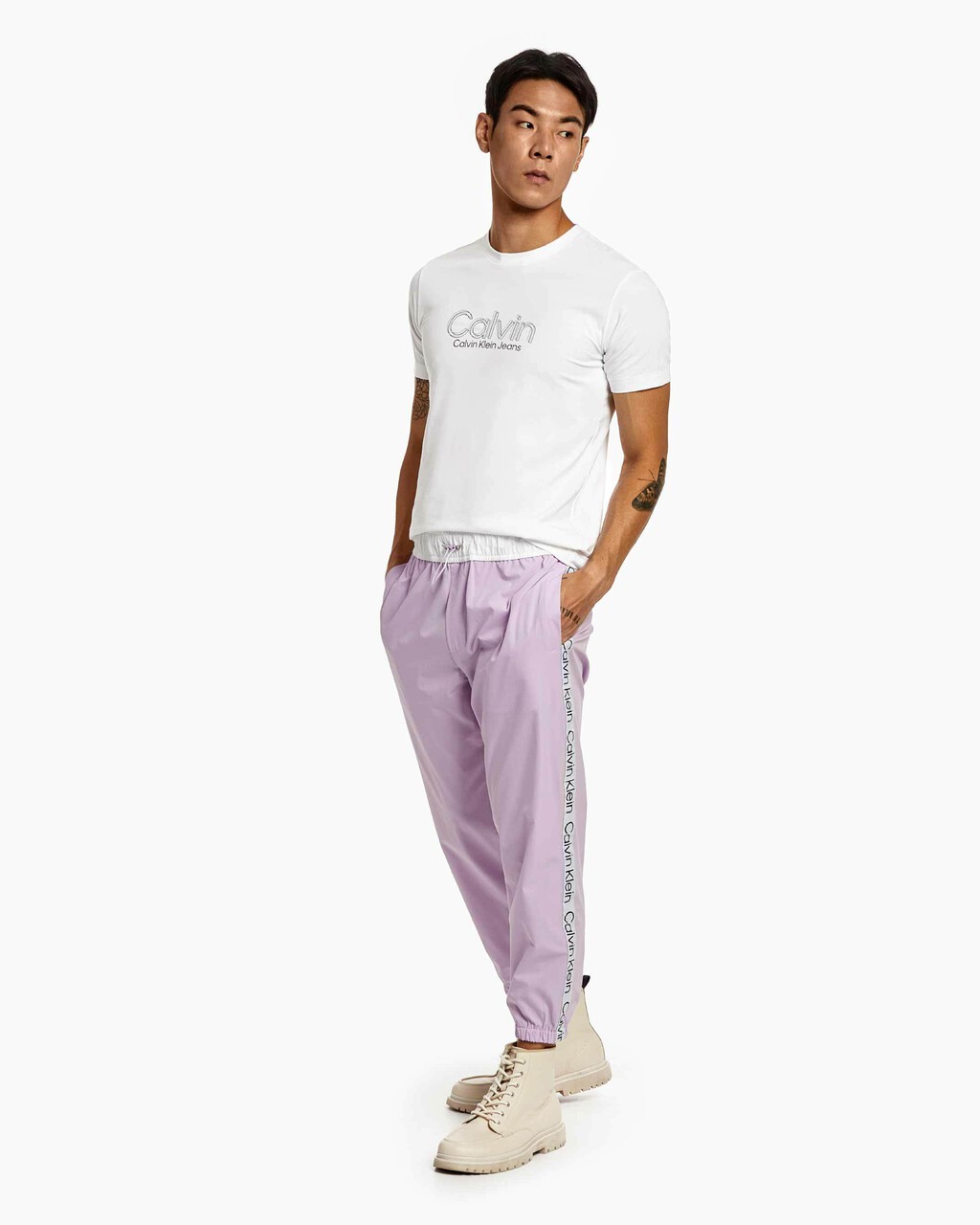 Unisex Color Tape Joggers, Lavendula, hi-res