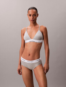 Icon Cotton Lightly Lined Triangle Bra, GREY HEATHER, hi-res