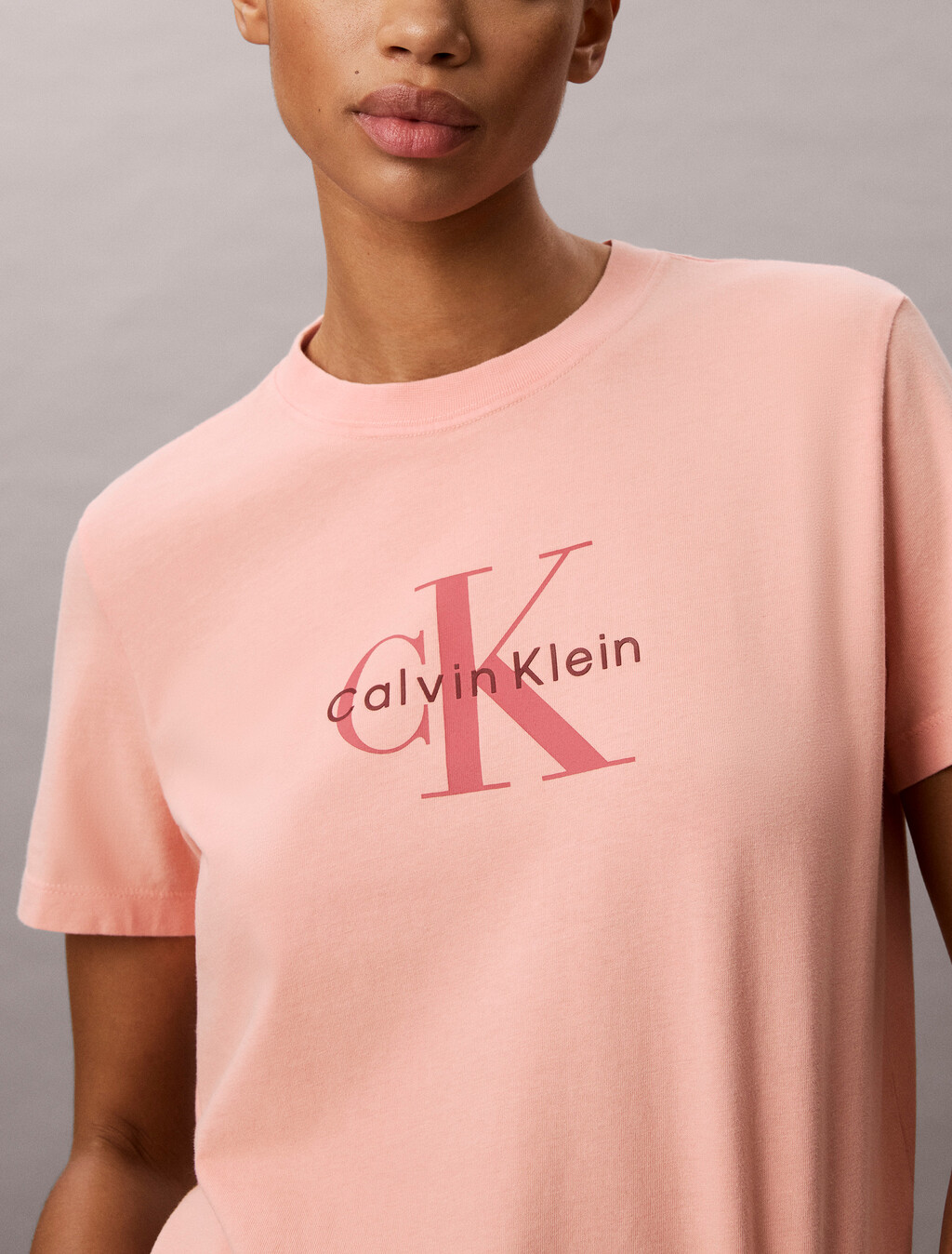 Washed Cotton Monogram T-shirt, Light Red, hi-res