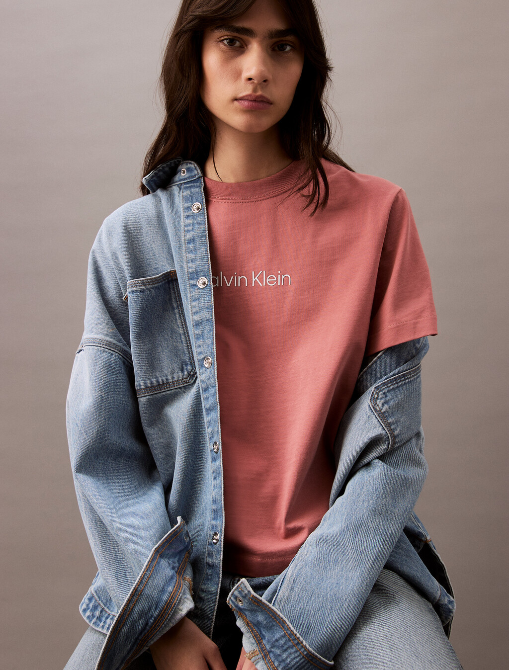Relaxed Standard Logo Crewneck Tee, Light Mahogany, hi-res
