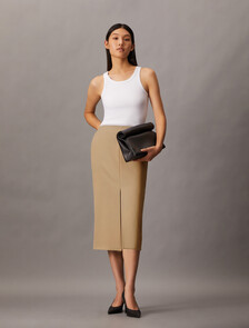 Crepe Wool  Blend Suiting Pencil Skirt, Amphora, hi-res