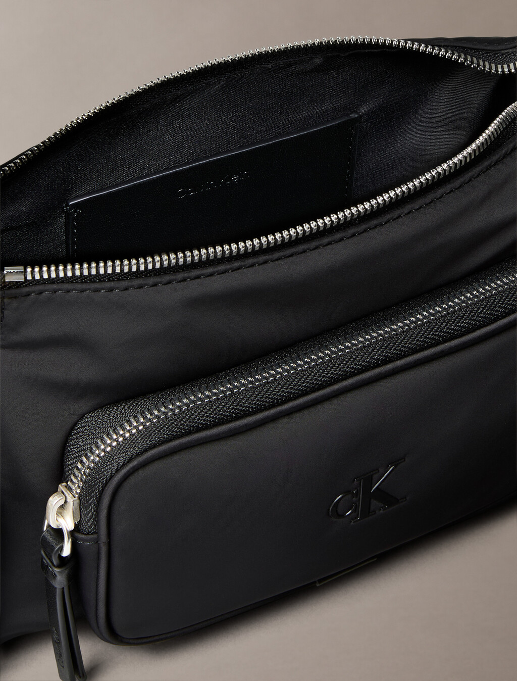 Soft Satin Nylon Shoulder Bag, Black, hi-res
