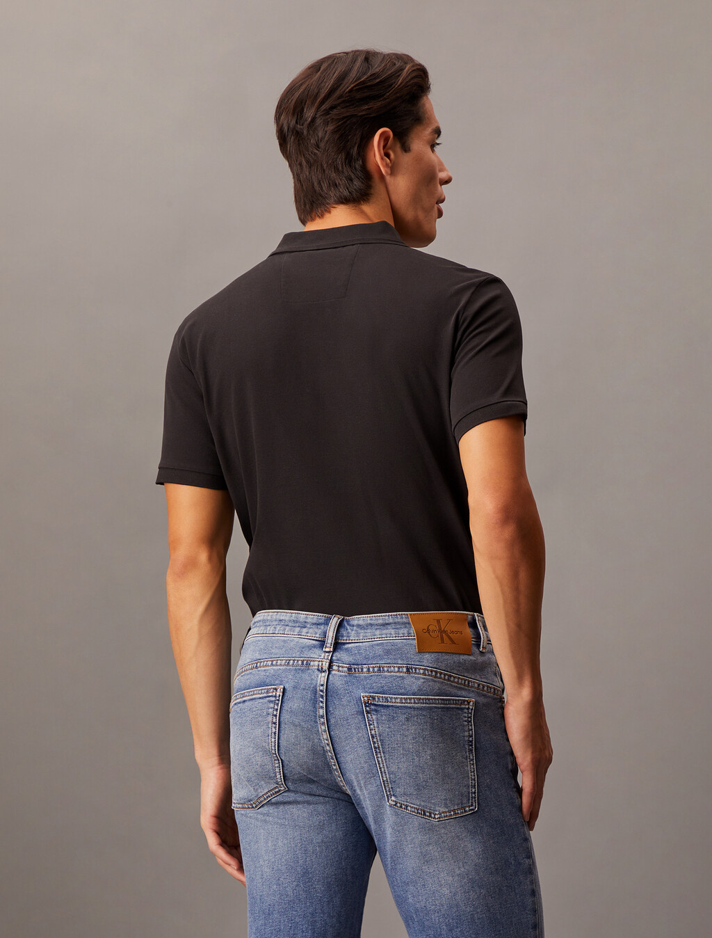 CK Badge Smooth Cotton Slim Polo, Ck Black, hi-res