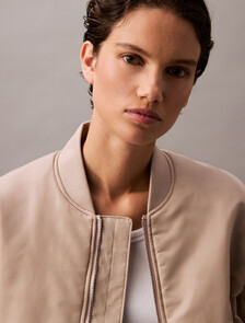 Padded Nylon Bomber Jacket, Goat, hi-res