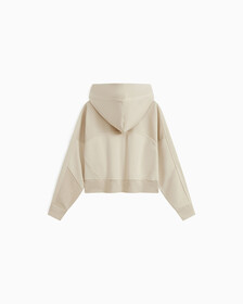 INFINITE COOL MONOGRAM CROPPED ZIP UP HOODIE, Classic Beige, hi-res