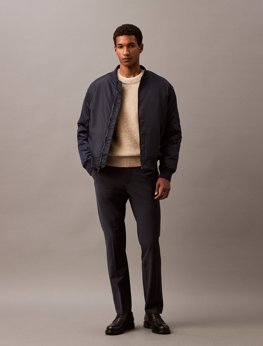 Refined Wool Blend Slim Trouser, Dark Sapphire, hi-res