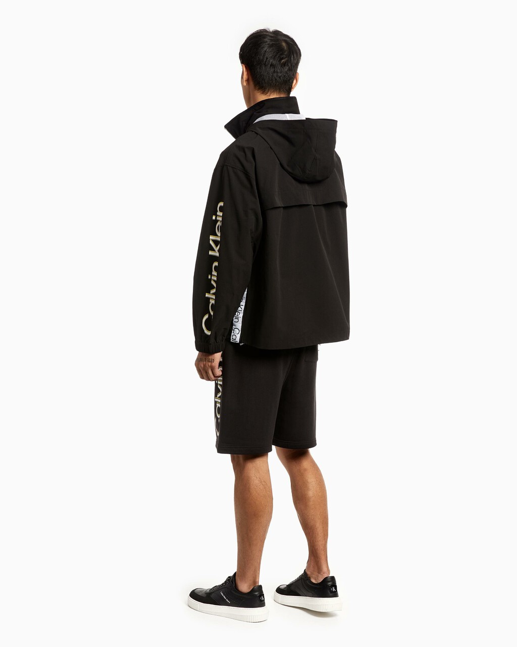 UNISEX COLOR LOGO TAPE HOODED JACKET, Ck Black, hi-res