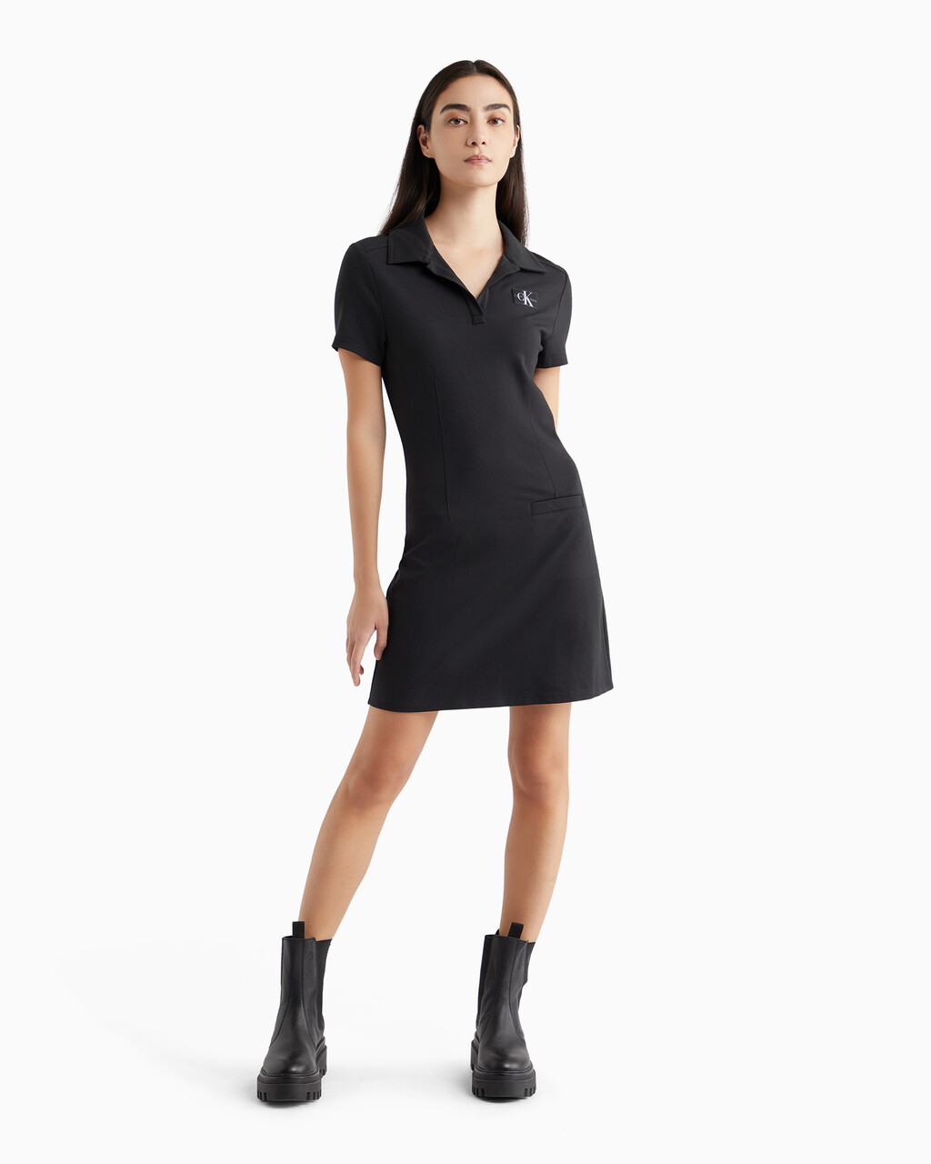 Slim Milano Jersey Polo Dress, Ck Black, hi-res