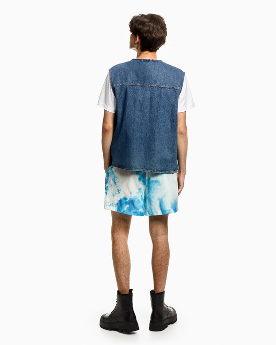 RECYCLED COTTON ZIP UP DENIM VEST