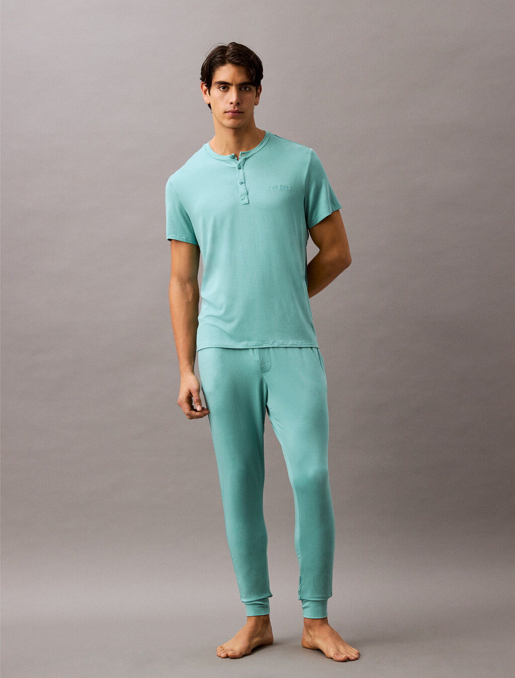 Ultra Soft Modal Henley Sleep T-Shirt, Saltwater Aqua, hi-res