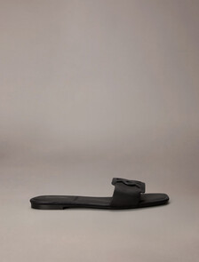 Amira - Leather Square Toe Flat Sandals, Triple Black, hi-res