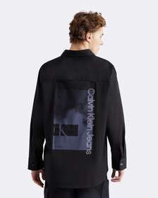 Metal Minimal Print Coolmax Oxford Shirt, CK BLACK, hi-res
