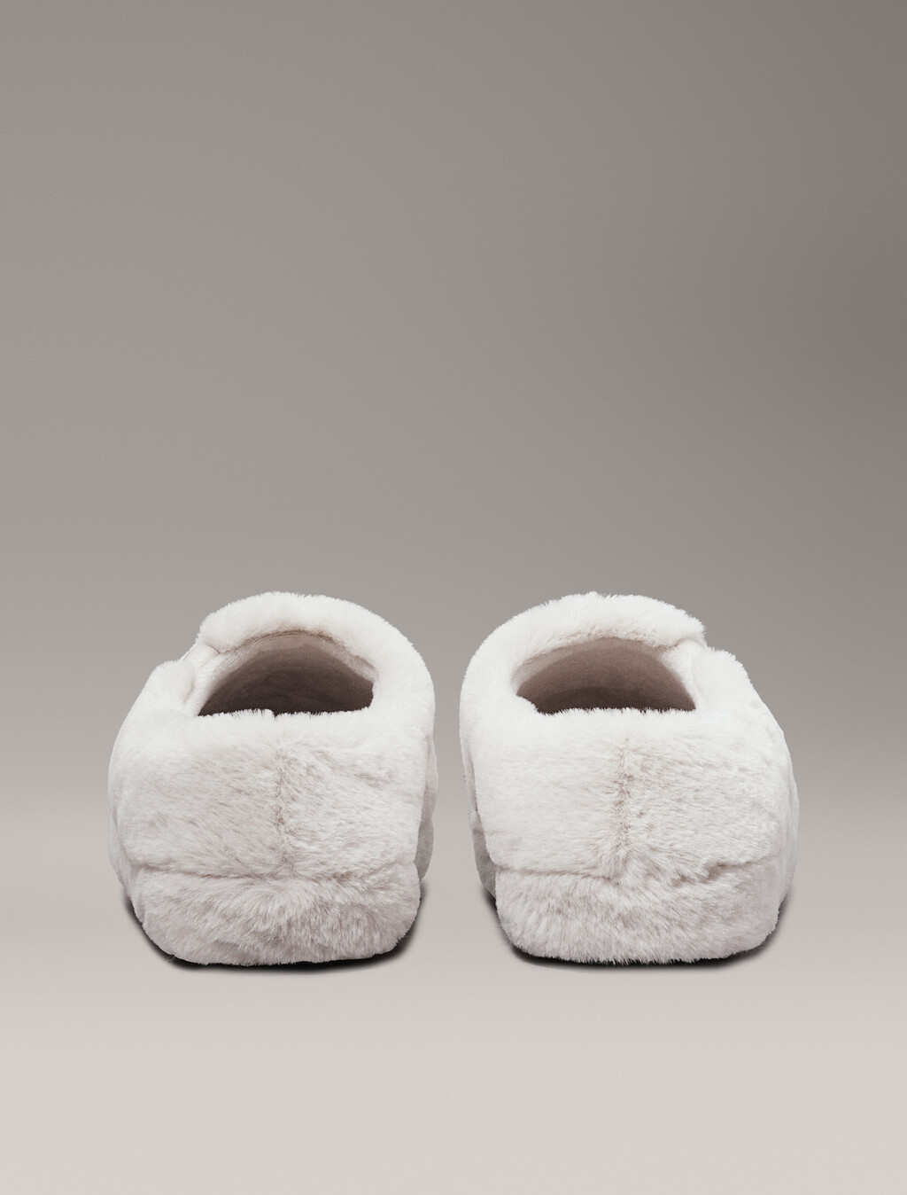 Faux Fur Slippers, Triple Eggshell, hi-res