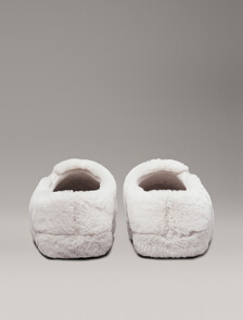 Faux Fur Slippers, Triple Eggshell, hi-res