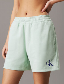 Relaxed Cotton Terry Jogger Shorts, Cameo Green, hi-res