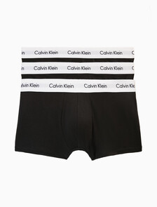 COTTON STRETCH 3 PACK LOW RISE TRUNK, BLACK W/ WHITE WB, hi-res