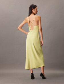 Polyester Crepe Slip Dress, Hay, hi-res
