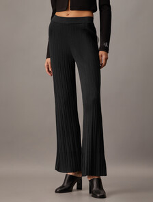High Rise Slim Rib Knit Pants, Ck Black, hi-res