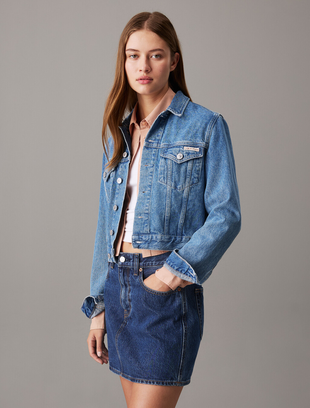 Cropped 90's Denim Jacket, Denim Medium, hi-res