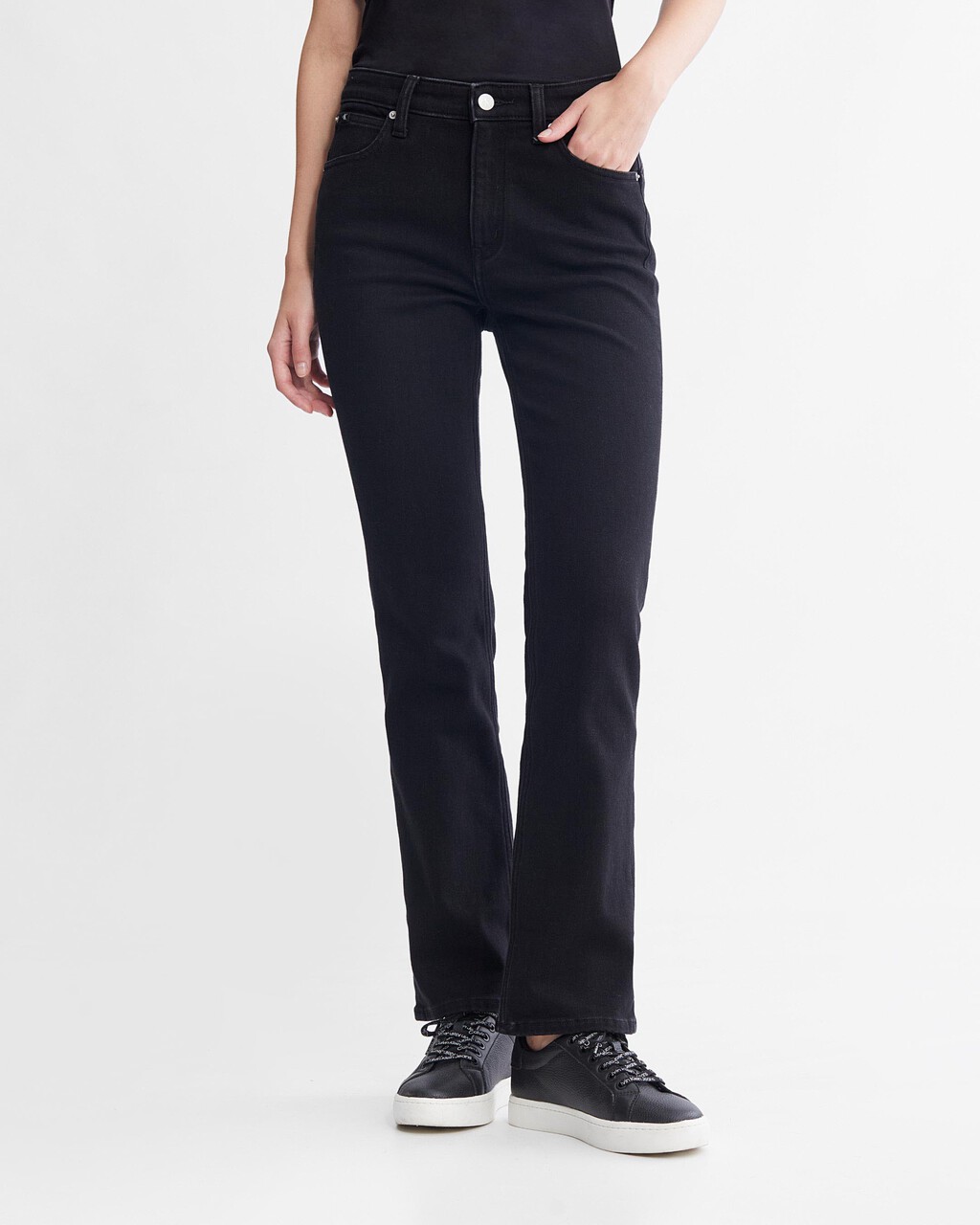 Brush Lined High Rise Body Slim Bootcut Jeans | black | Calvin Klein ...