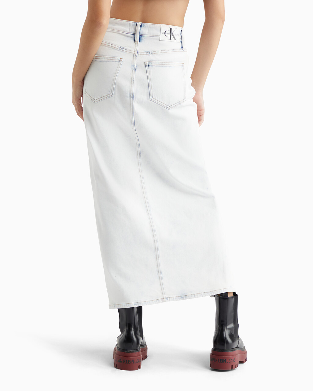 Front Split Maxi Denim Skirt, Denim Light, hi-res