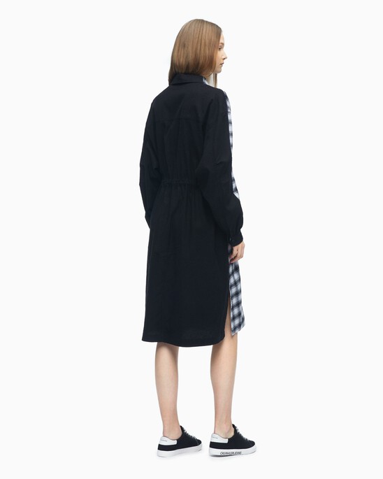 PLAID BLOCK SHIRT DRESS