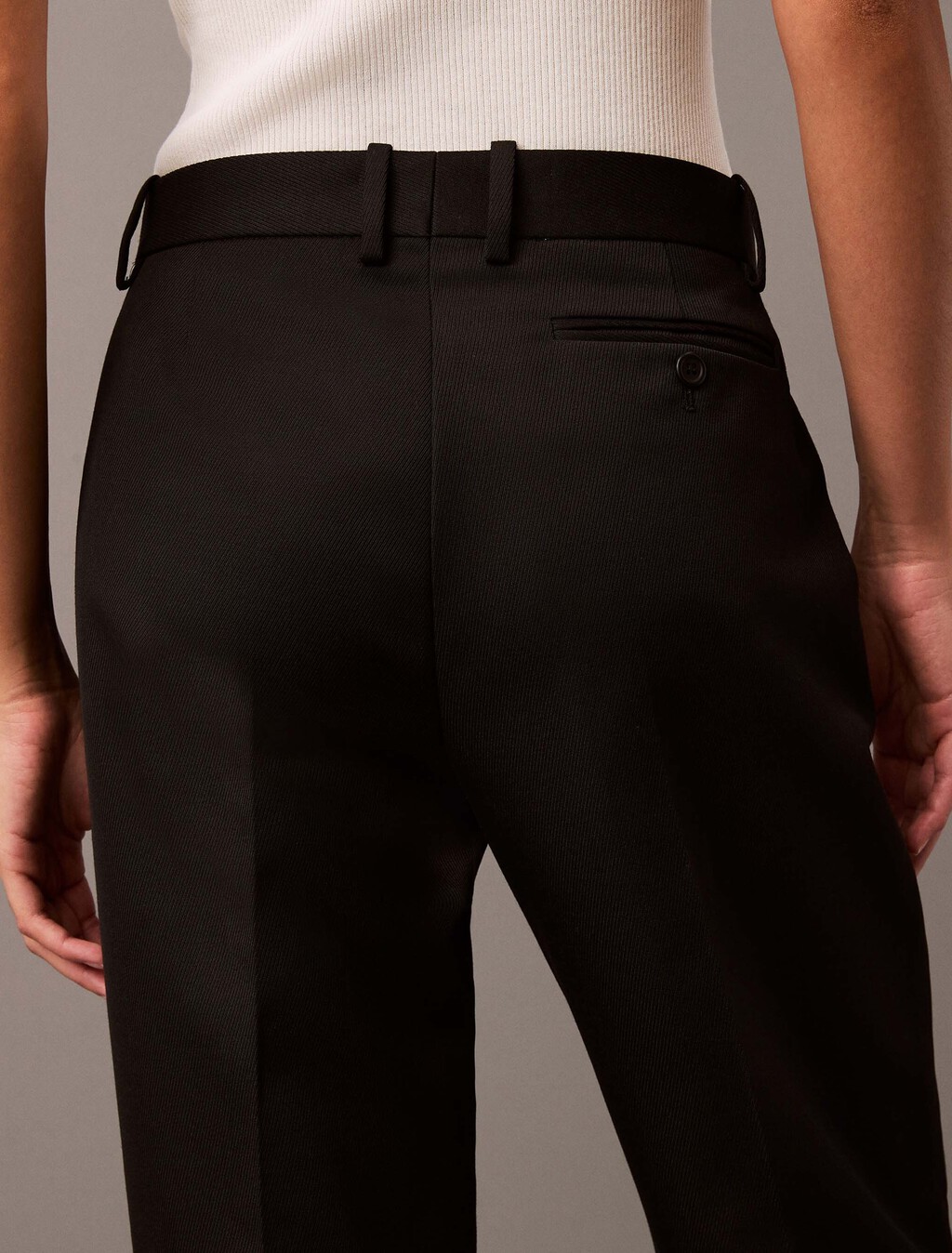 Cavalry Twill Low Rise Tailored Trousers, Black Beauty, hi-res