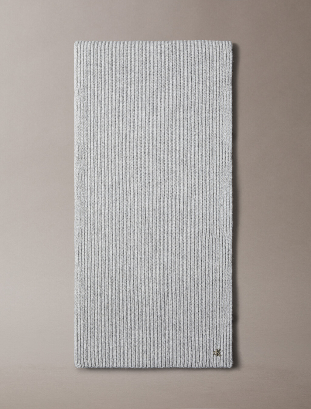 Wool Blend Signature Logo Scarf, Light Grey Heather, hi-res