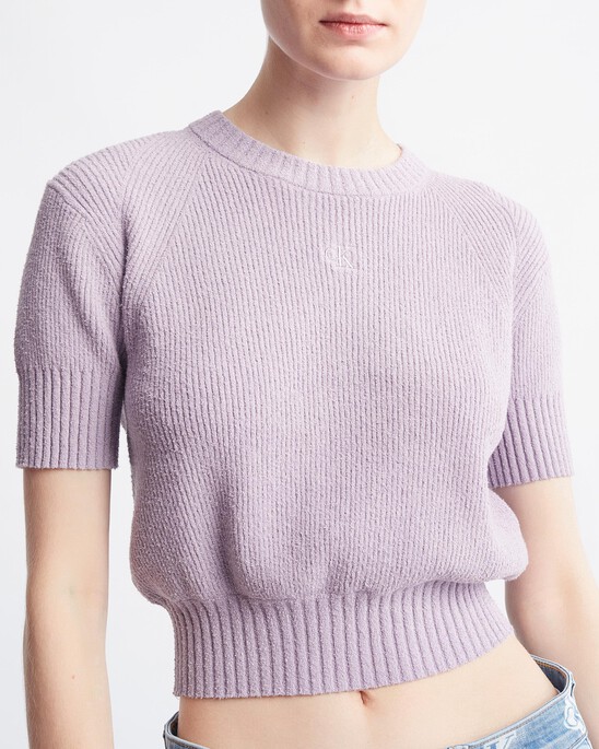 Feminine Chenille Short Sleeve Sweater