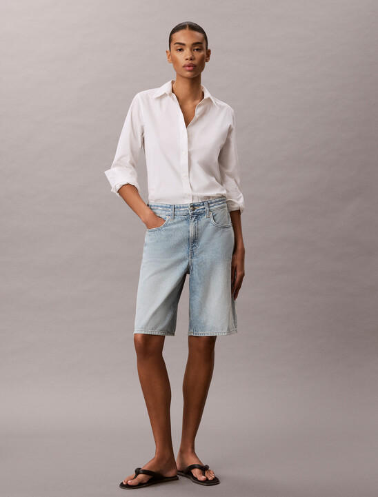 Logo Tape Denim Bermuda Shorts