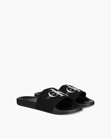 MONOGRAM COTTON SLIDES, Black/Bright White, hi-res