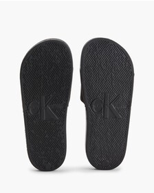 MONOGRAM COTTON SLIDES, Black, hi-res