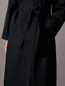 Organic Cotton Blend Trench Coat, Black, hi-res