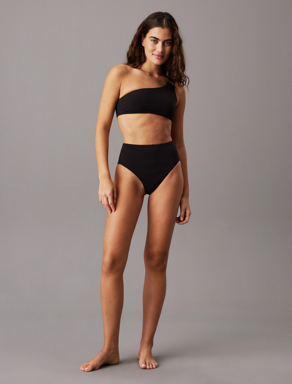 One Shoulder Bikini Top - CK Wire, Pvh Black, hi-res