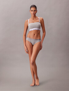 Icon Cotton Modal Lightly Lined Bandeau Bra, Grey Heather, hi-res