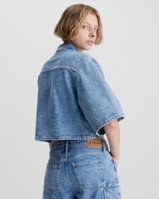 OVERSIZED SHORT SLEEVE DENIM SHIRT, Denim Light, hi-res