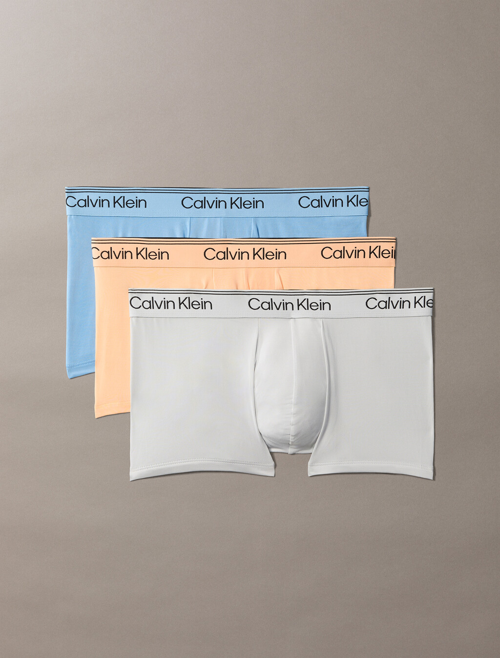 3 Pack Low Rise Trunks - Microfibre Stretch, Gulf Blue/Light Cast/Peach Bliss, hi-res