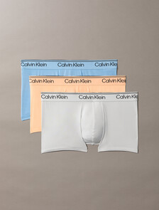 3 Pack Low Rise Trunks - Microfibre Stretch, Gulf Blue/Light Cast/Peach Bliss, hi-res