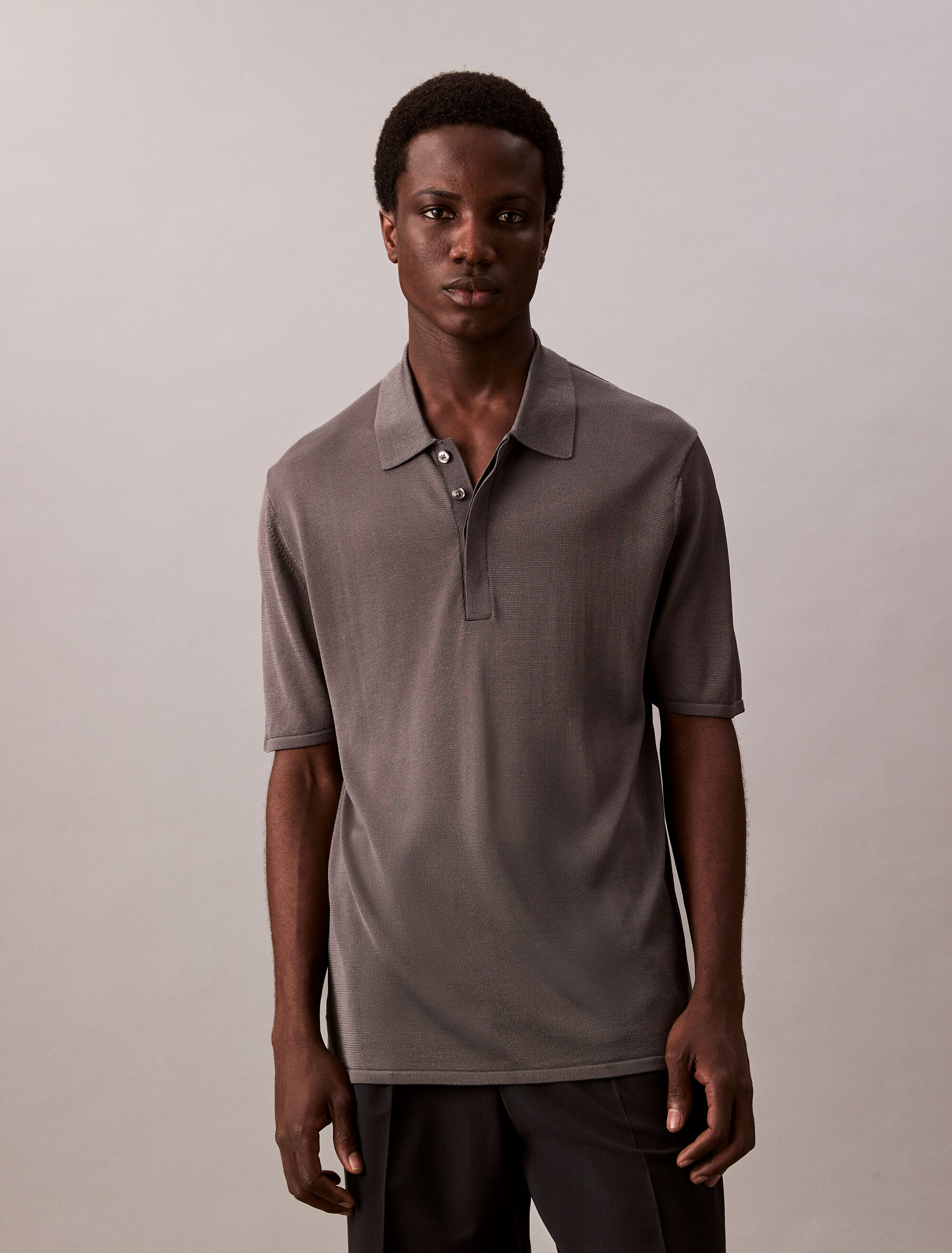 Sheer Polo Jumper | grey | Calvin Klein Singapore