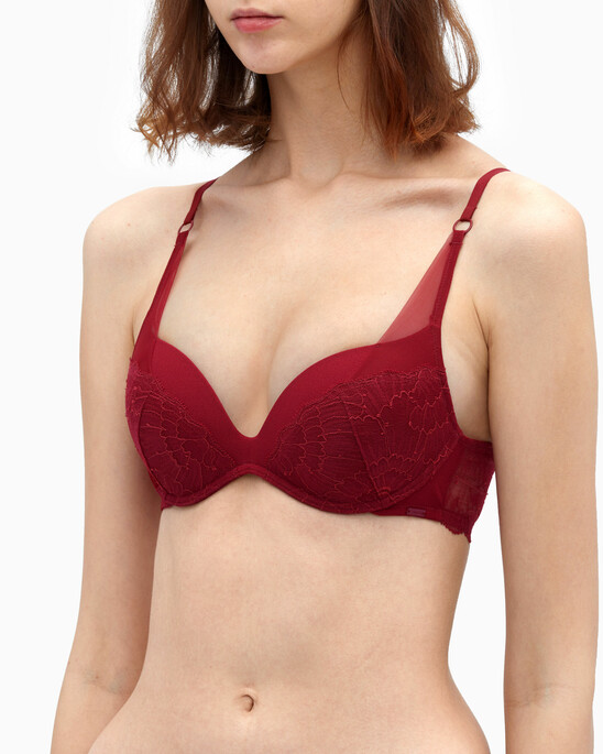 CK BLACK CAMELLIA PUSH POSITIVE PLUNGE BRA