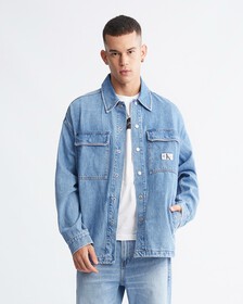 Boxy Utility Denim Shirt Jacket, LIGHT BLUE, hi-res