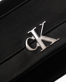 Minimal Monogram East-West Flap Textured Crossbody, BLACK, hi-res